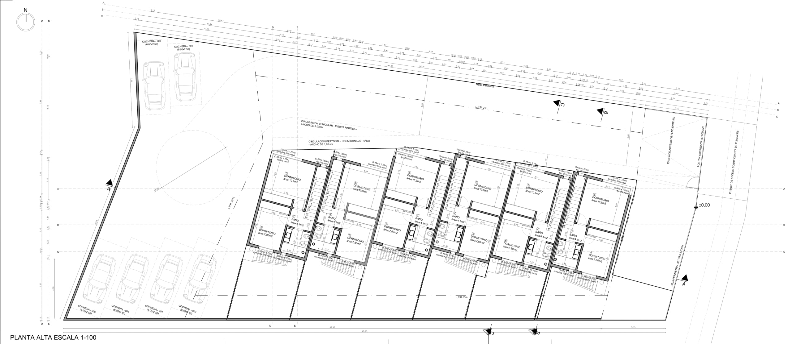 Apolo VI, planta alta con dos dormitorios y baño por vivienda