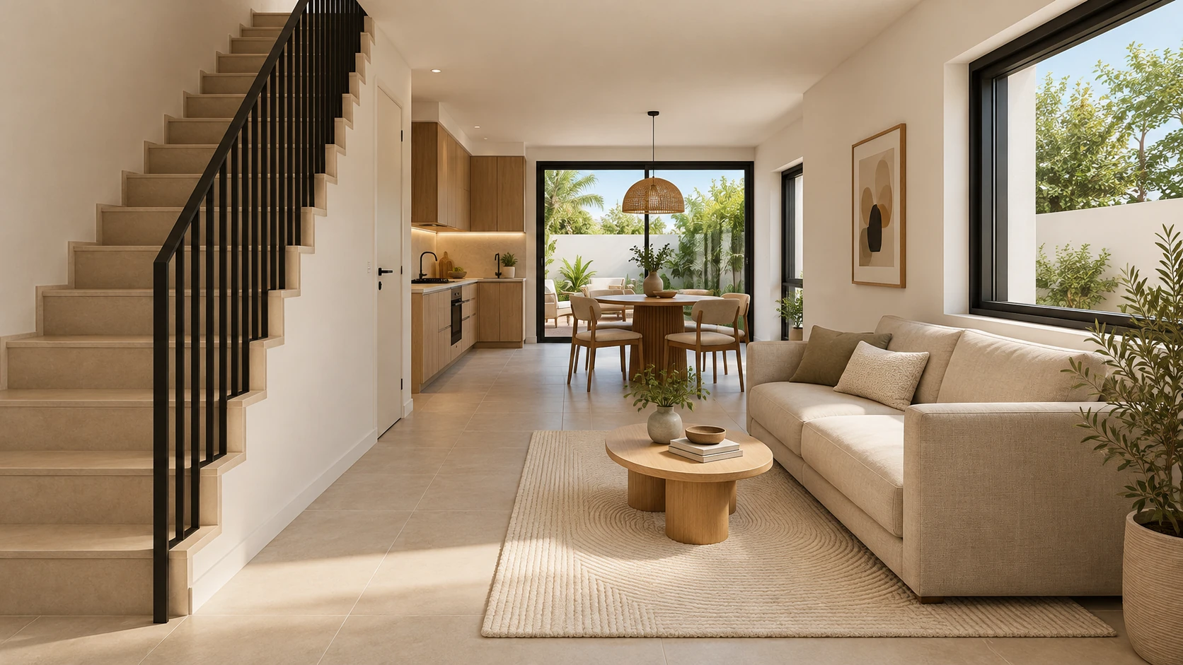 Apolo VI, propuesta de ambientación del living, cocina y comedor